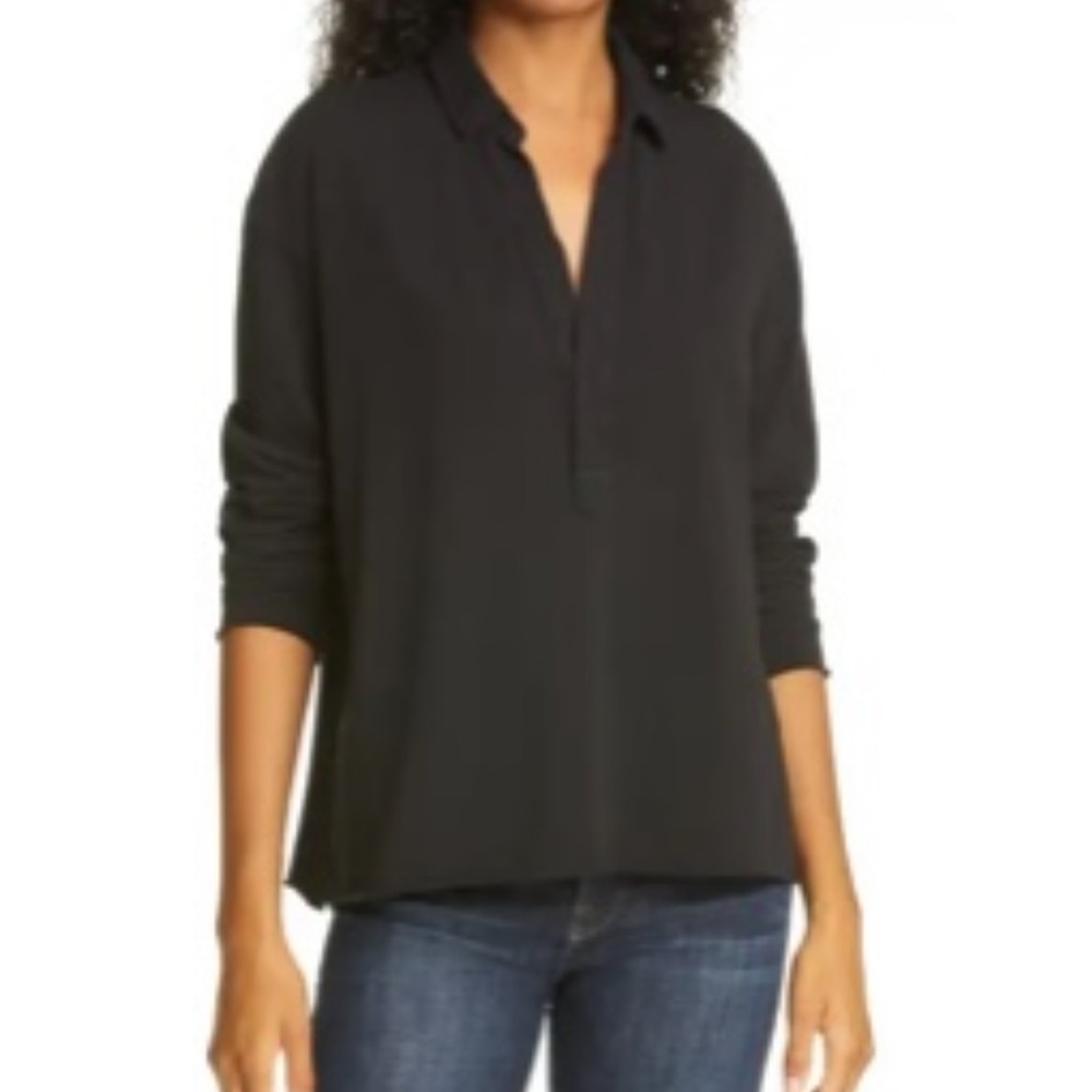 Frank & Eileen Heritage Jersey Popover Top Medium Black